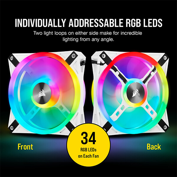 Corsair ICUE QL120 RGB White Cabinet Fan (Triple-Pack)